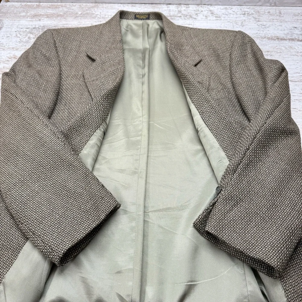 Vtg Oscar de‎ la Renta Mens Sport Coat Blazer 41R 100% Wool 2 Button Houndstooth